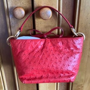 Red Ostrich Skin Suarez Handbag